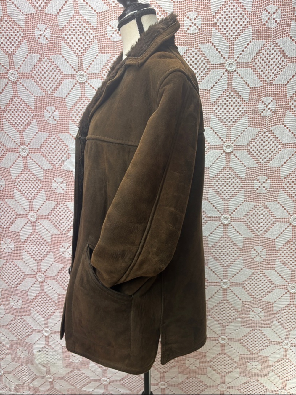 Vintage Suede Shearling Coat – Made in England - Picture 6 of 12